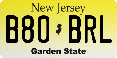 NJ license plate B80BRL
