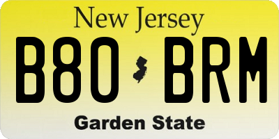 NJ license plate B80BRM