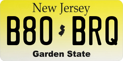 NJ license plate B80BRQ
