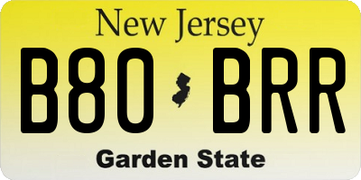 NJ license plate B80BRR