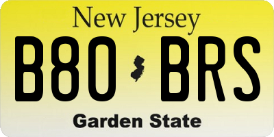 NJ license plate B80BRS