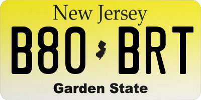 NJ license plate B80BRT