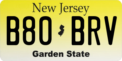 NJ license plate B80BRV