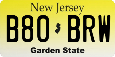 NJ license plate B80BRW