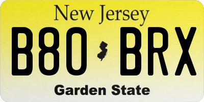 NJ license plate B80BRX