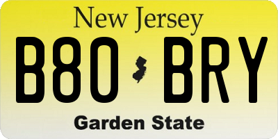 NJ license plate B80BRY