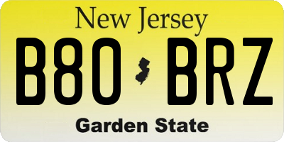 NJ license plate B80BRZ