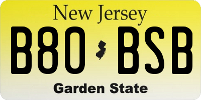 NJ license plate B80BSB