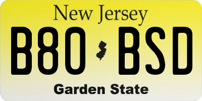 NJ license plate B80BSD