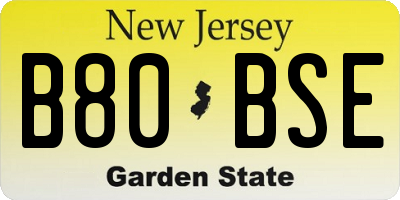 NJ license plate B80BSE
