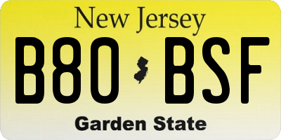 NJ license plate B80BSF