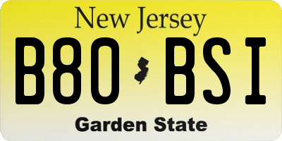 NJ license plate B80BSI