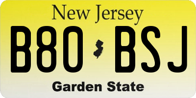 NJ license plate B80BSJ