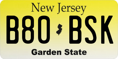 NJ license plate B80BSK