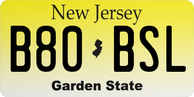 NJ license plate B80BSL