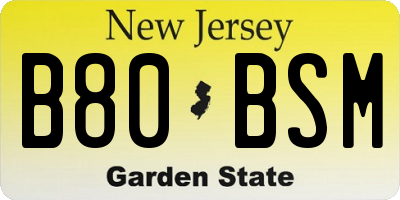 NJ license plate B80BSM