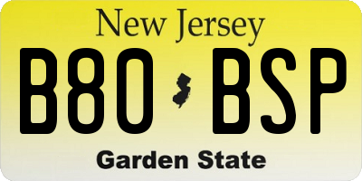NJ license plate B80BSP