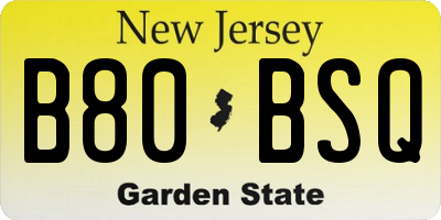 NJ license plate B80BSQ
