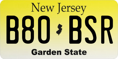NJ license plate B80BSR