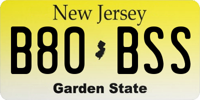 NJ license plate B80BSS