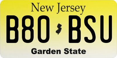 NJ license plate B80BSU