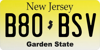 NJ license plate B80BSV