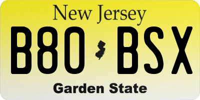 NJ license plate B80BSX