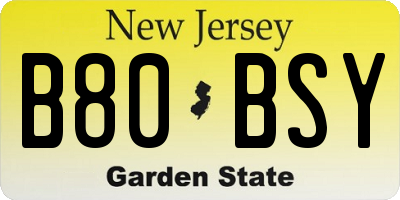 NJ license plate B80BSY