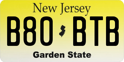 NJ license plate B80BTB