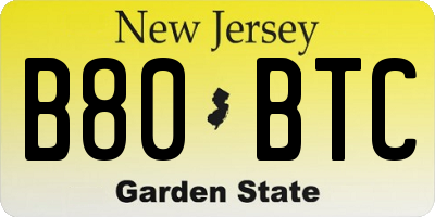 NJ license plate B80BTC