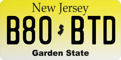 NJ license plate B80BTD