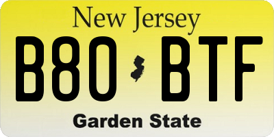 NJ license plate B80BTF