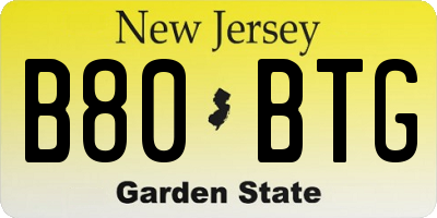 NJ license plate B80BTG