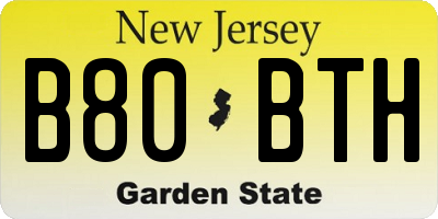 NJ license plate B80BTH
