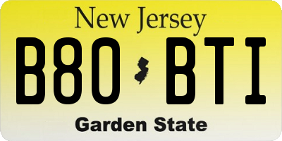 NJ license plate B80BTI