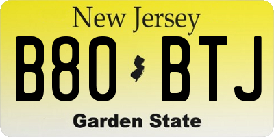 NJ license plate B80BTJ