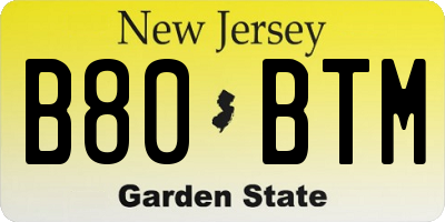 NJ license plate B80BTM