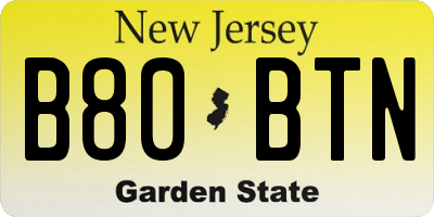 NJ license plate B80BTN