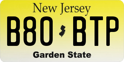 NJ license plate B80BTP