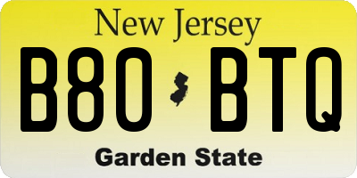 NJ license plate B80BTQ