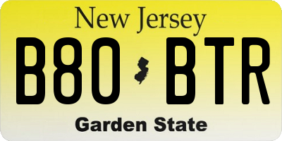 NJ license plate B80BTR