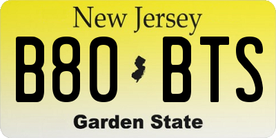 NJ license plate B80BTS