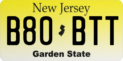 NJ license plate B80BTT