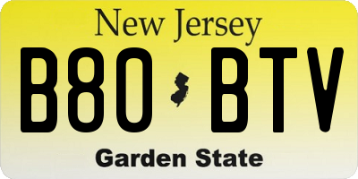 NJ license plate B80BTV