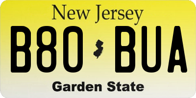 NJ license plate B80BUA