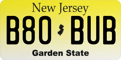 NJ license plate B80BUB