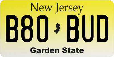 NJ license plate B80BUD