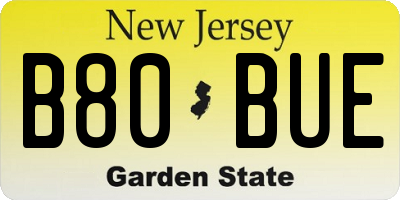 NJ license plate B80BUE