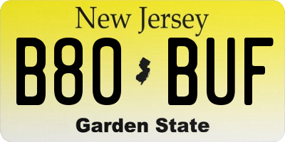 NJ license plate B80BUF