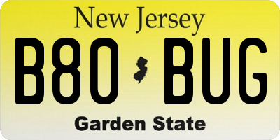 NJ license plate B80BUG